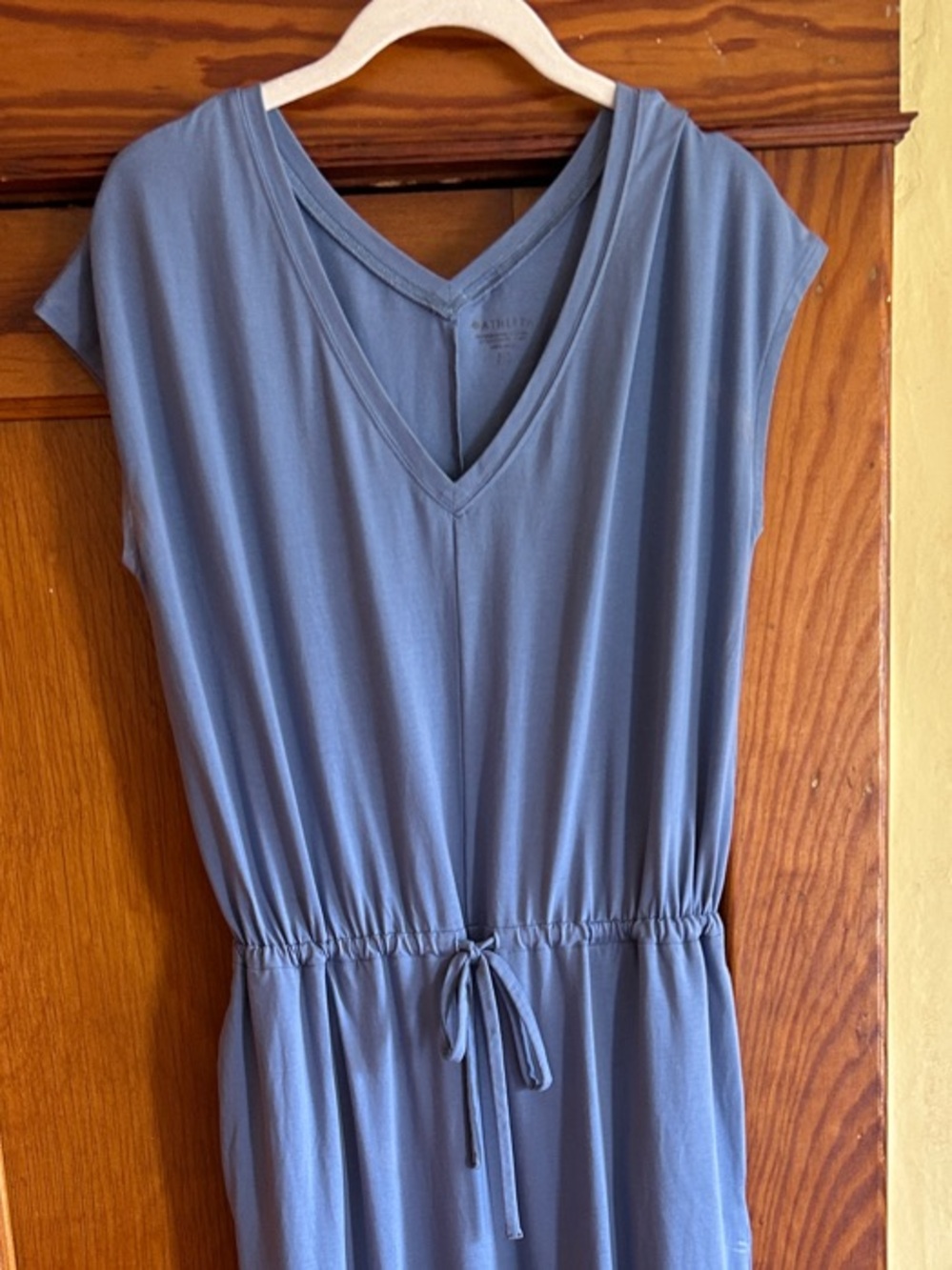 Athleta Slate Blue V-Neck Drawstring Waist Jumpsuit